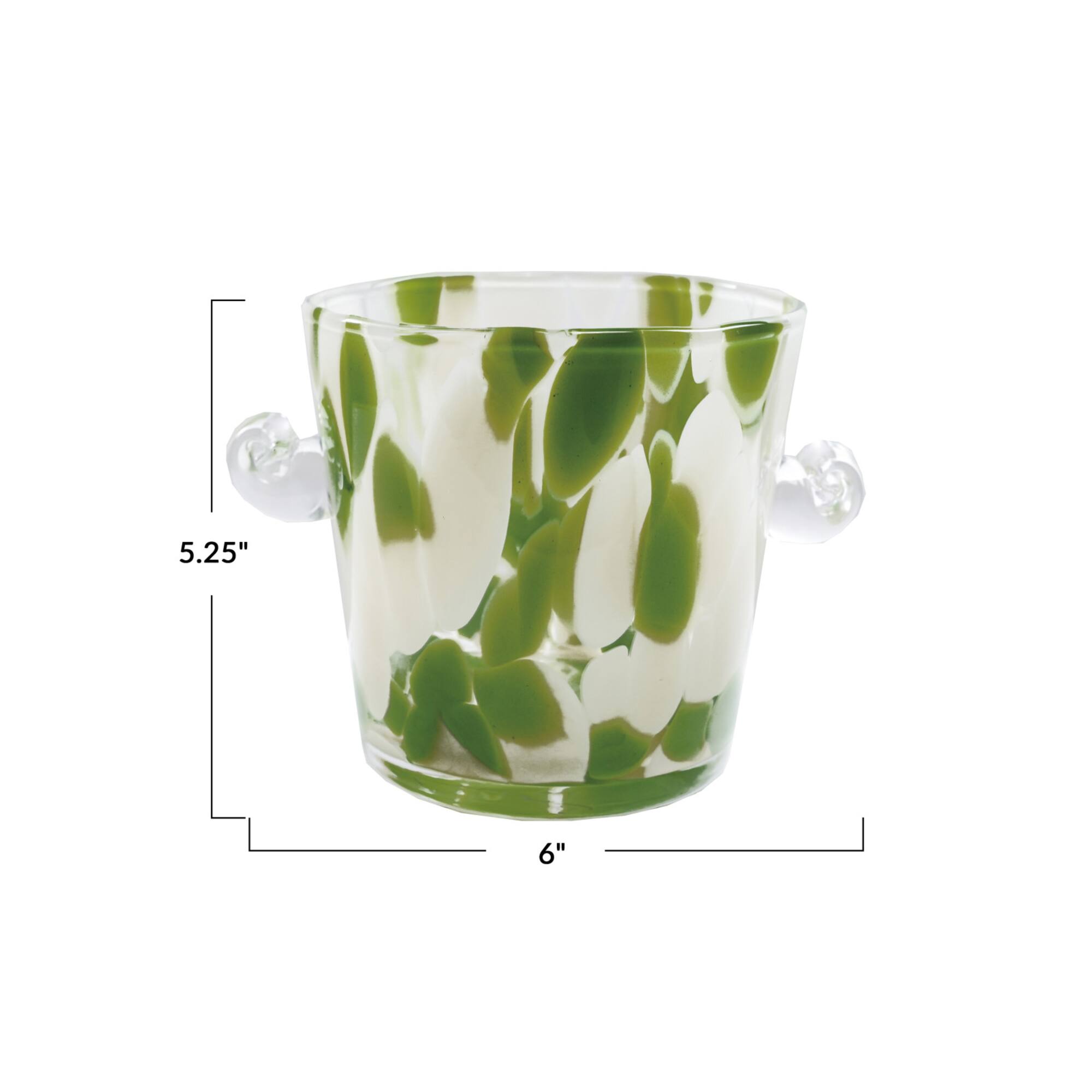 Hello Honey 32-Ounce Confetti Glass Ice Bucket with Handles, Yellow and Green